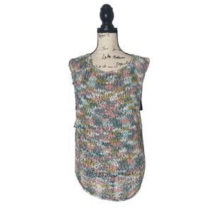 Ecote Woven Multicolor Textured Tank Top | Size M/L | Boho Knit Sleeveless Top